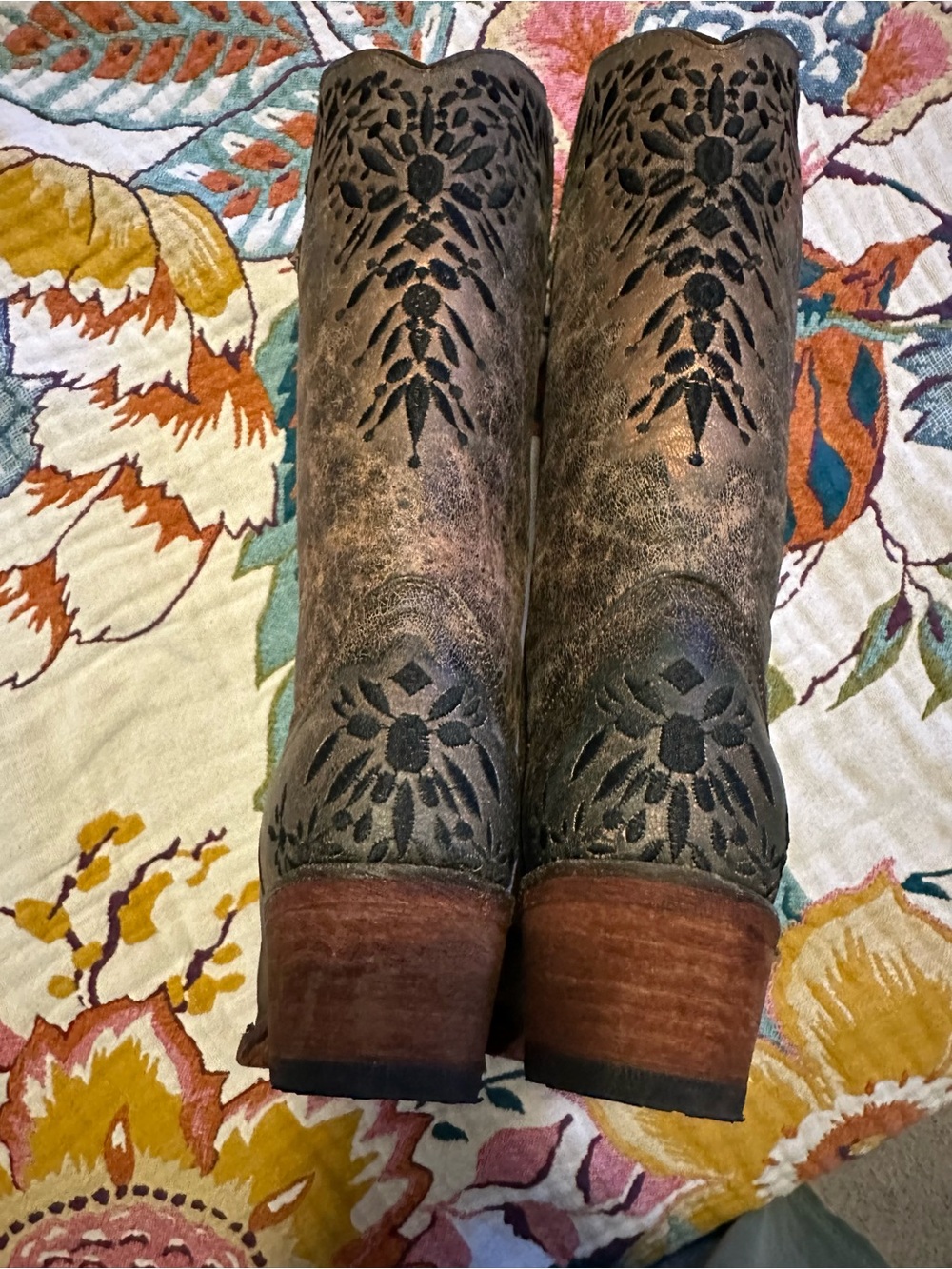 Circle G by CORRAL Women’s “Shedron Snip Toe” Copper/ black embroidered boots 7M - Picture 4 of 14
